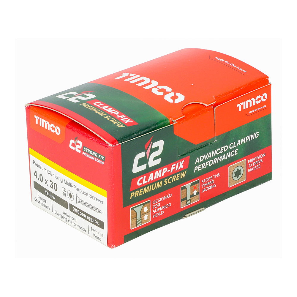 C2 Clamp-Fix TX20 CSK ZYP - 4.0 x 30 | Box of 200