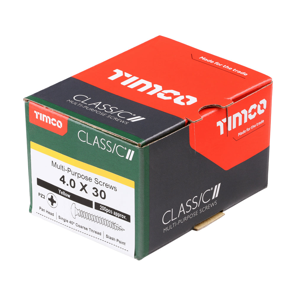 Classic Screw PZ2 PAN ZYP - 4.0 x 30 | Box of 200