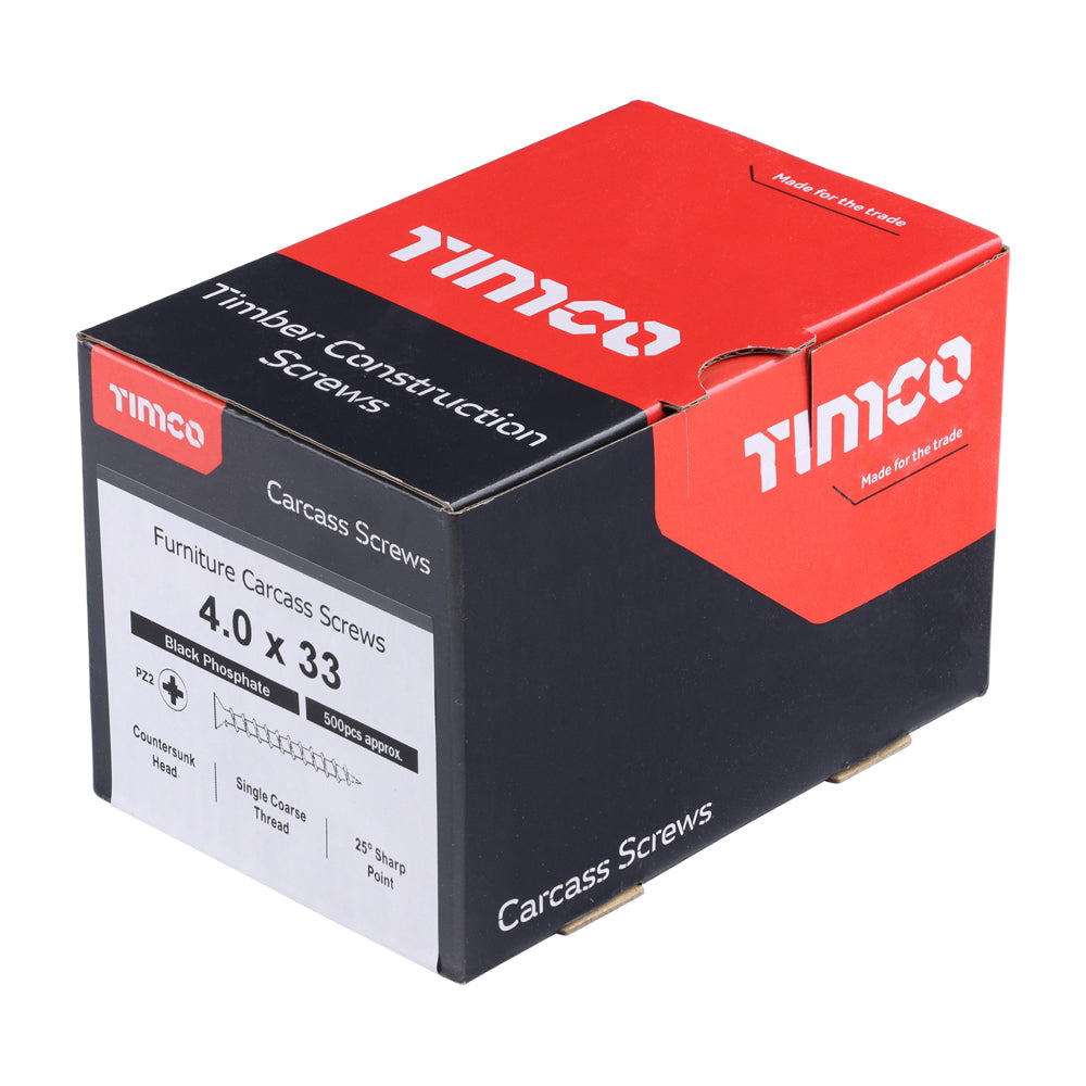 Carcass Screw PZ2 CSK Black - 4.0 x 33 | Box of 500