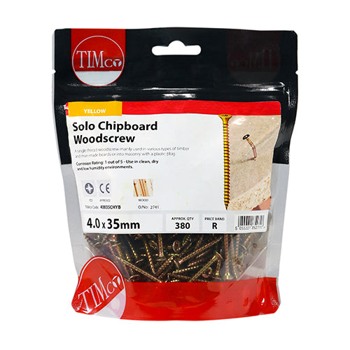 Solo Woodscrew PZ2 CSK - ZYP - 4.0 x 35 | TIMpac of 22