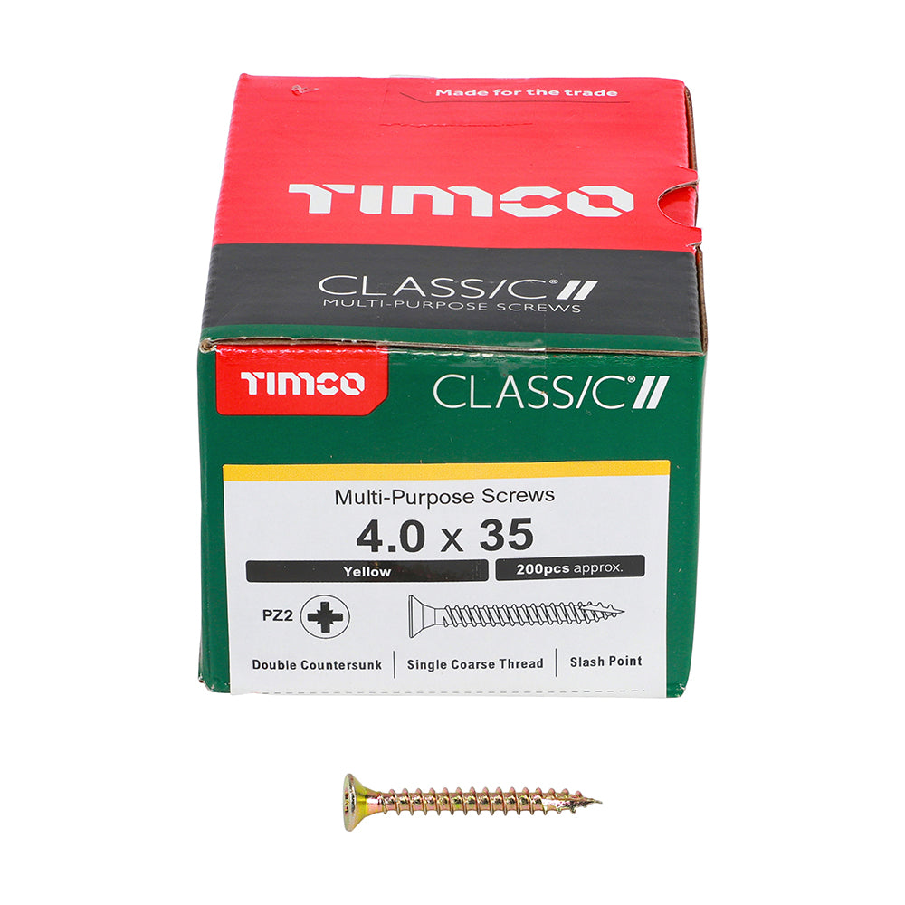 Classic Screw PZ2 CSK ZYP - 4.0 x 35 | Box of 200