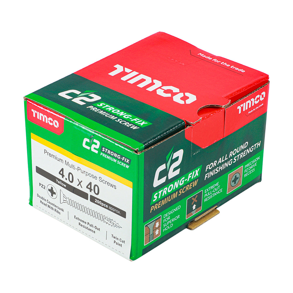 C2 Strong-Fix PZ2 CSK ZYP - 4.0 x 40 | Box of 200