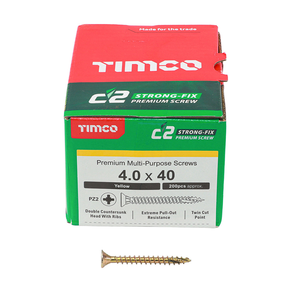 C2 Strong-Fix PZ2 CSK ZYP - 4.0 x 40 | Box of 200