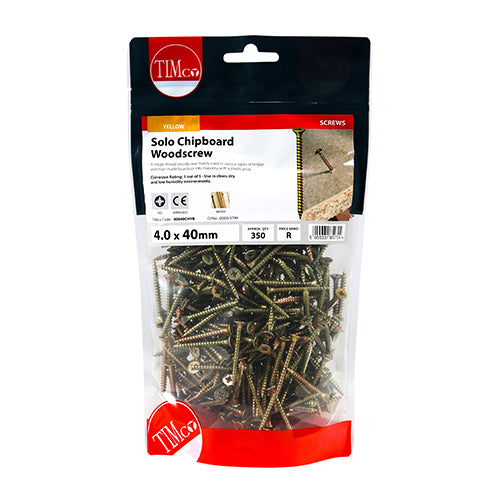 Solo Woodscrew PZ2 CSK - ZYP - 4.0 x 40 | TIMpac of 20