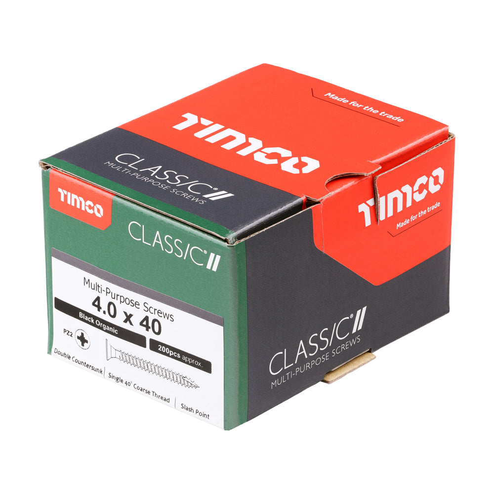 Classic Screw PZ2 CSK Black - 4.0 x 40 | Box of 200