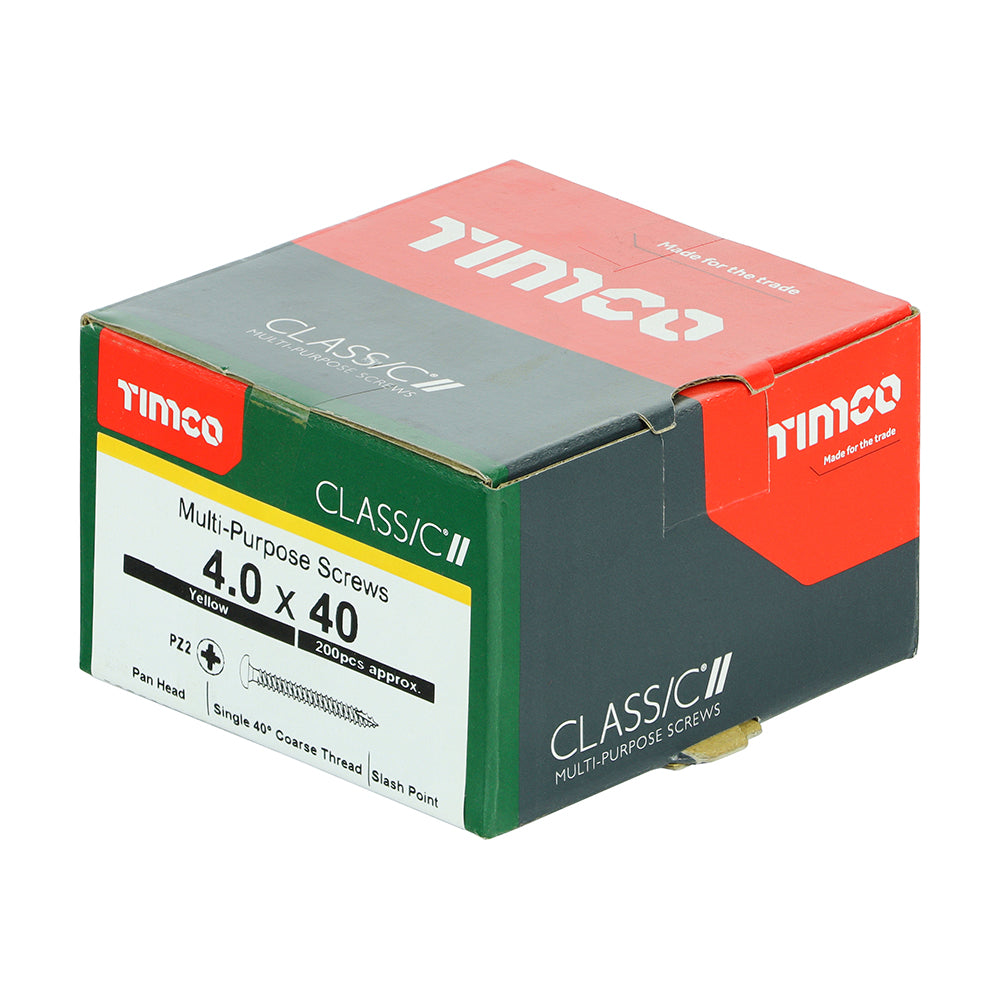 Classic Screw PZ2 PAN ZYP - 4.0 x 40 | Box of 200