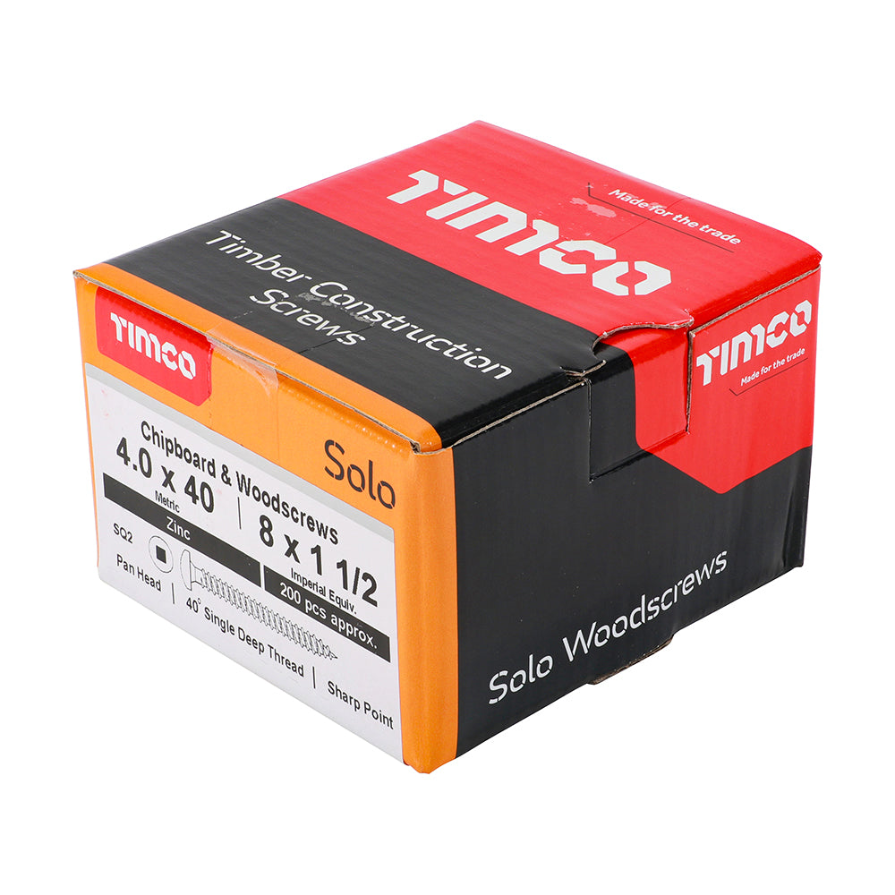 Solo Woodscrew SQ2 PAN Zinc - 4.0 x 40 | Box of 200
