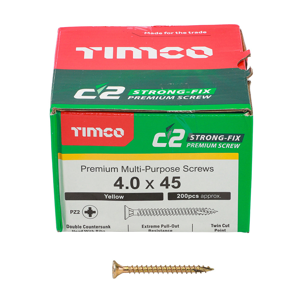 C2 Strong-Fix PZ2 CSK ZYP - 4.0 x 45 | Box of 200