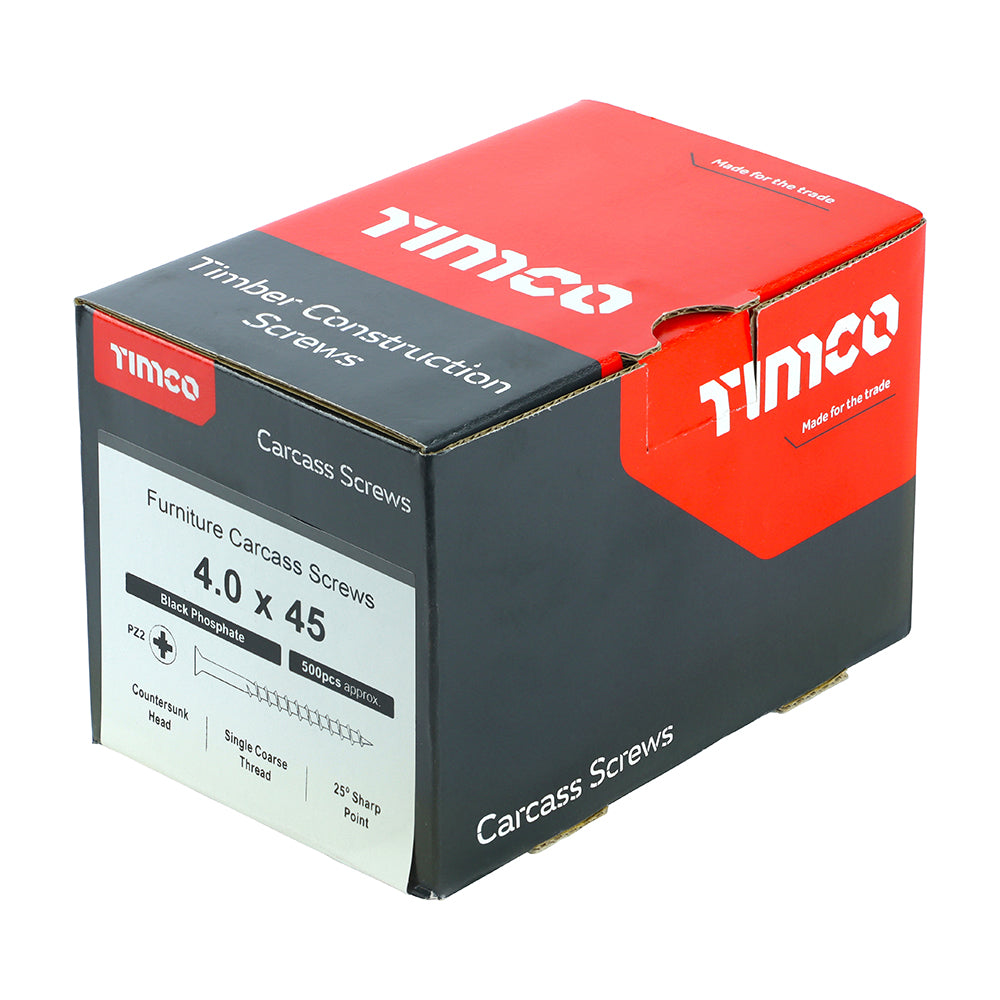 Carcass Screw PZ2 CSK Black - 4.0 x 45 | Box of 500