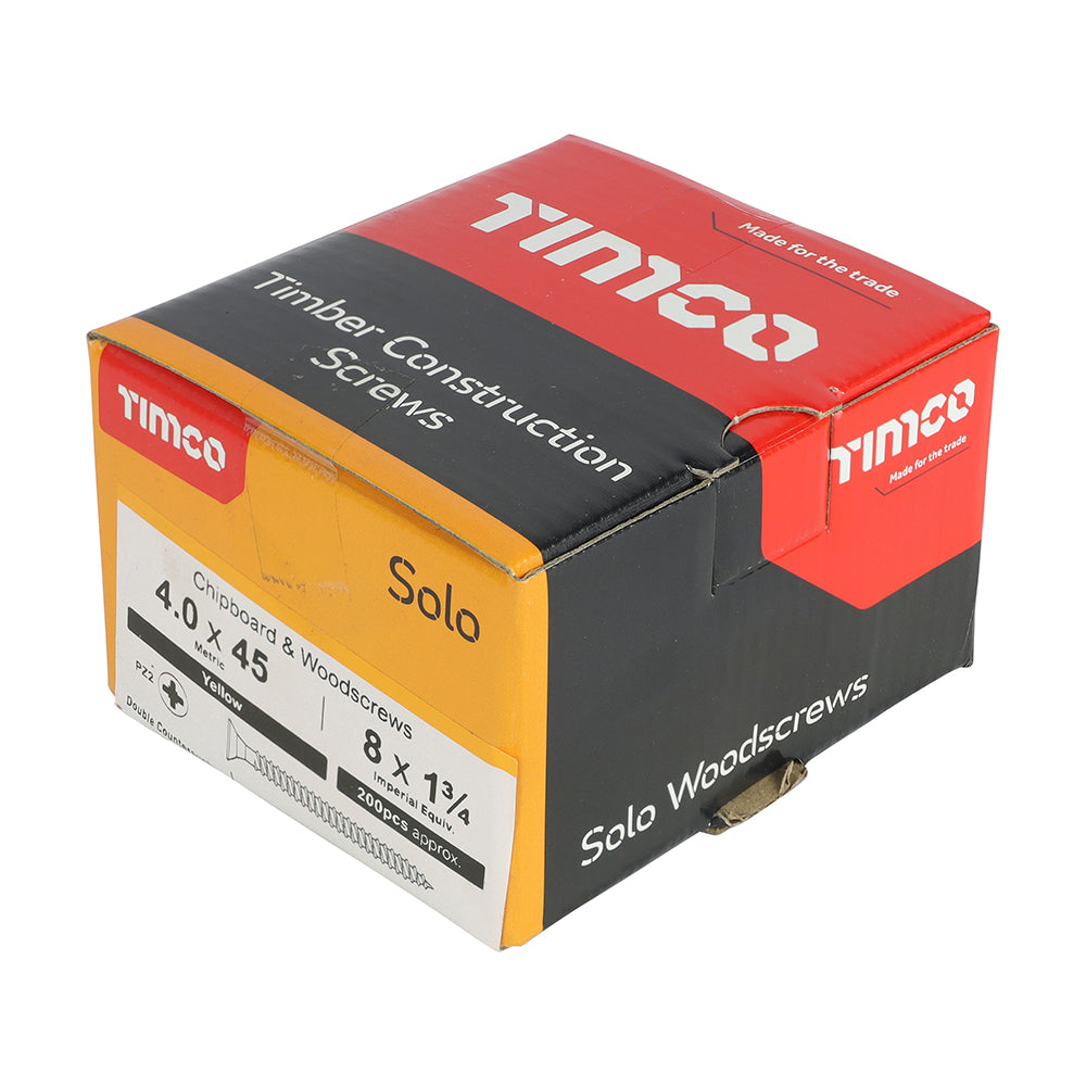Solo Woodscrew PZ2 CSK ZYP - 4.0 x 45 | Box of 200