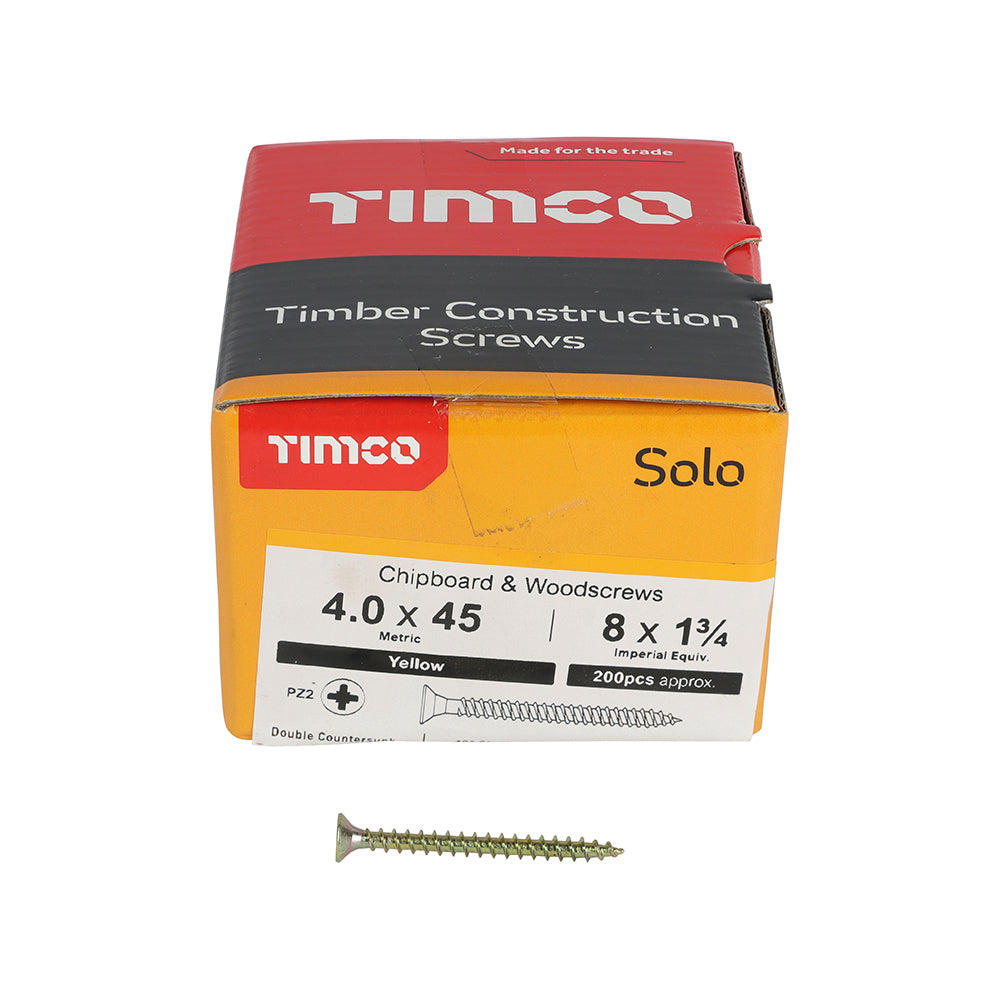 Solo Woodscrew PZ2 CSK ZYP - 4.0 x 45 | Box of 200