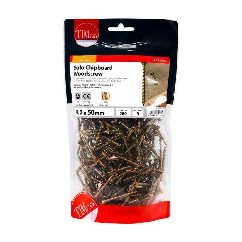 Solo Woodscrew PZ2 CSK - ZYP - 4.0 x 50 | TIMpac of 16