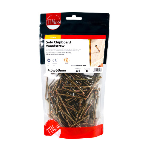 Solo Woodscrew PZ2 CSK - ZYP - 4.0 x 60 | TIMpac of 12