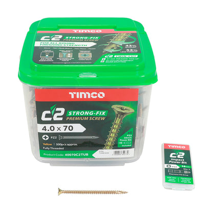 Timco C2 Strong-Fix - PZ - Double Countersunk - Twin-Cut - Yellow - Box