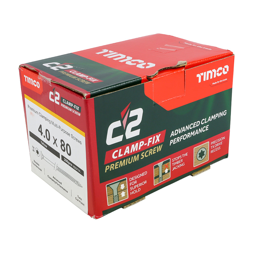 C2 Clamp-Fix TX20 CSK ZYP - 4.0 x 80 | Box of 200