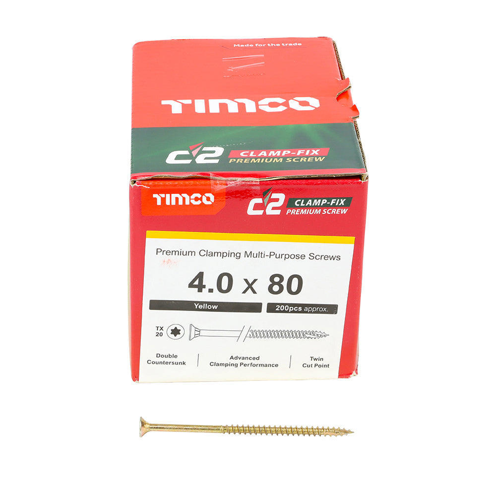 C2 Clamp-Fix TX20 CSK ZYP - 4.0 x 80 | Box of 200