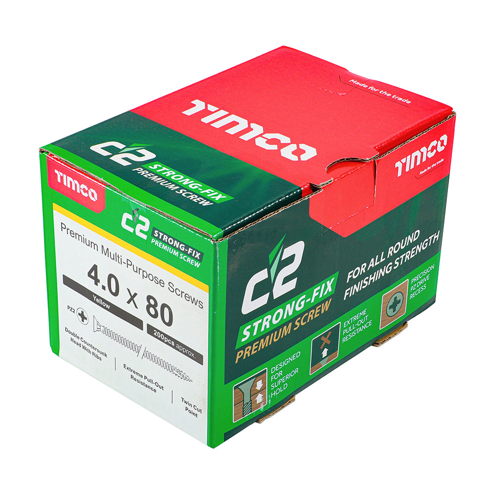 C2 Strong-Fix PZ2 CSK ZYP - 4.0 x 80 | Box of 200