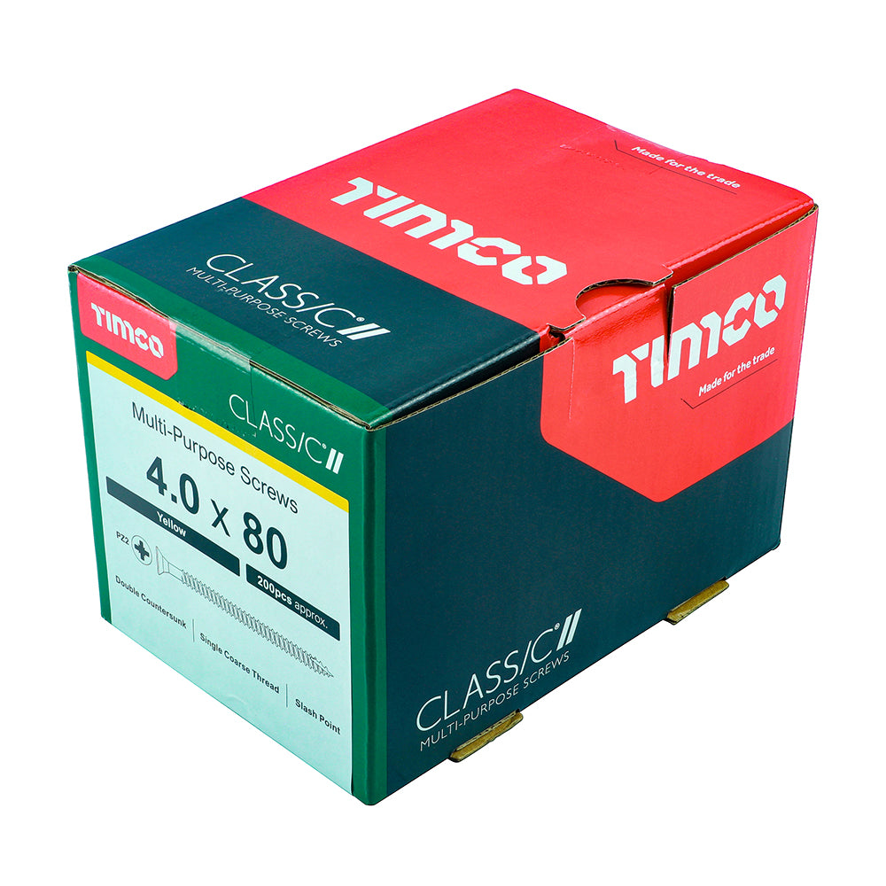 Classic Screw PZ2 CSK ZYP - 4.0 x 80 | Box of 200