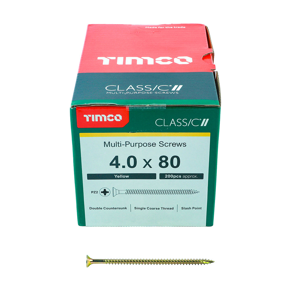 Classic Screw PZ2 CSK ZYP - 4.0 x 80 | Box of 200