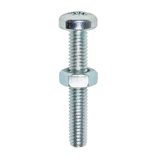 Machine Screw & Nut PAN - BZP - M4 x 40 | TIMpac of 20