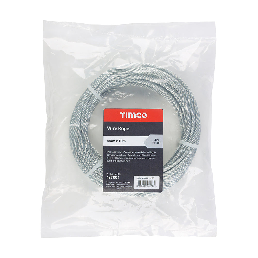 Wire Rope Zinc - 4mm x 10m | Bag