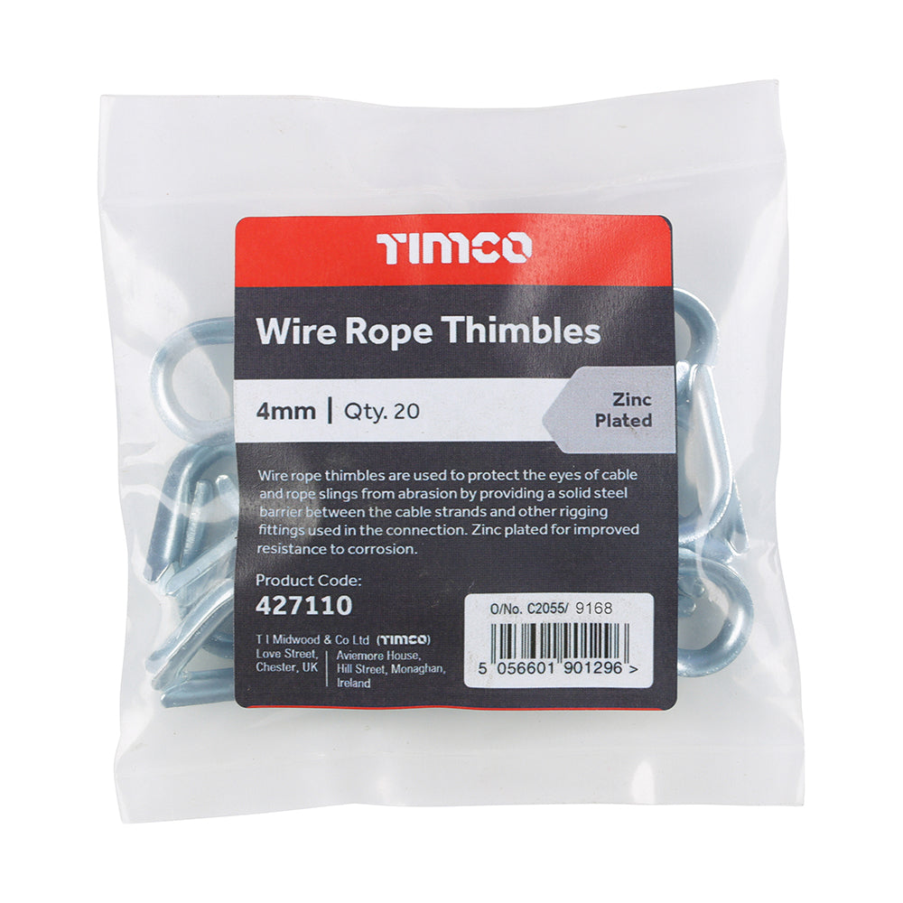 Wire Rope Thimbles Zinc - 4mm | Bag of 20