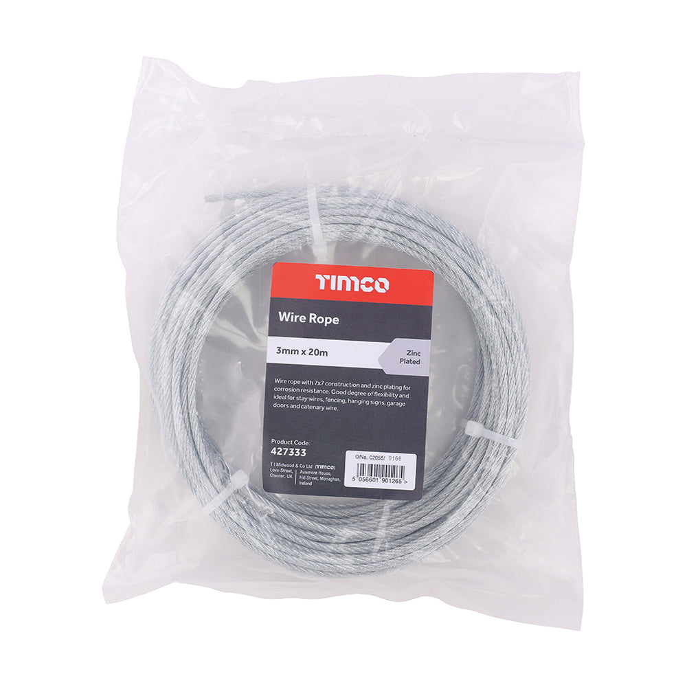 Wire Rope Zinc - 3mm x 20m | Bag