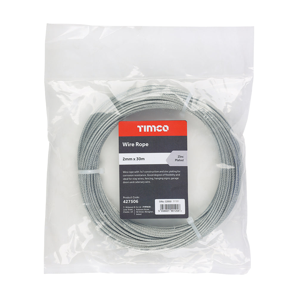 Wire Rope Zinc - 2mm x 30m | Bag