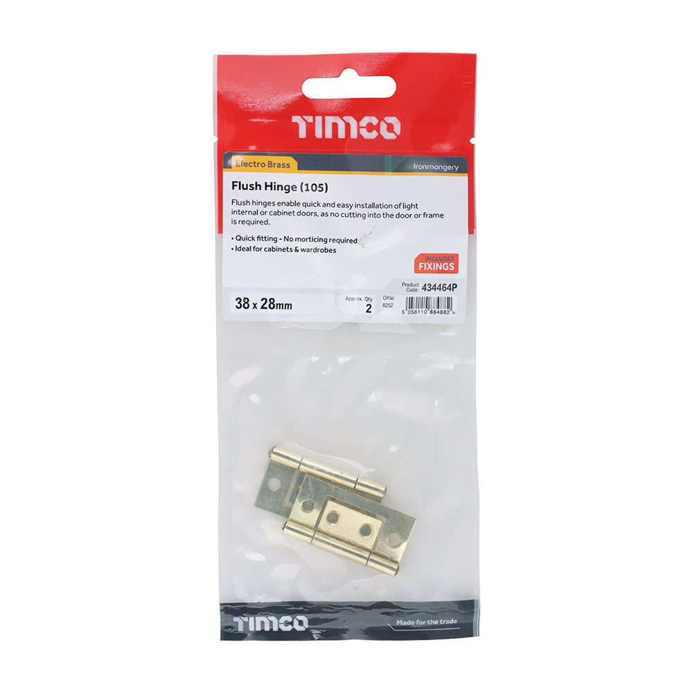 Flush Hinge EB - 38 x 28 | Plain Bag of 2