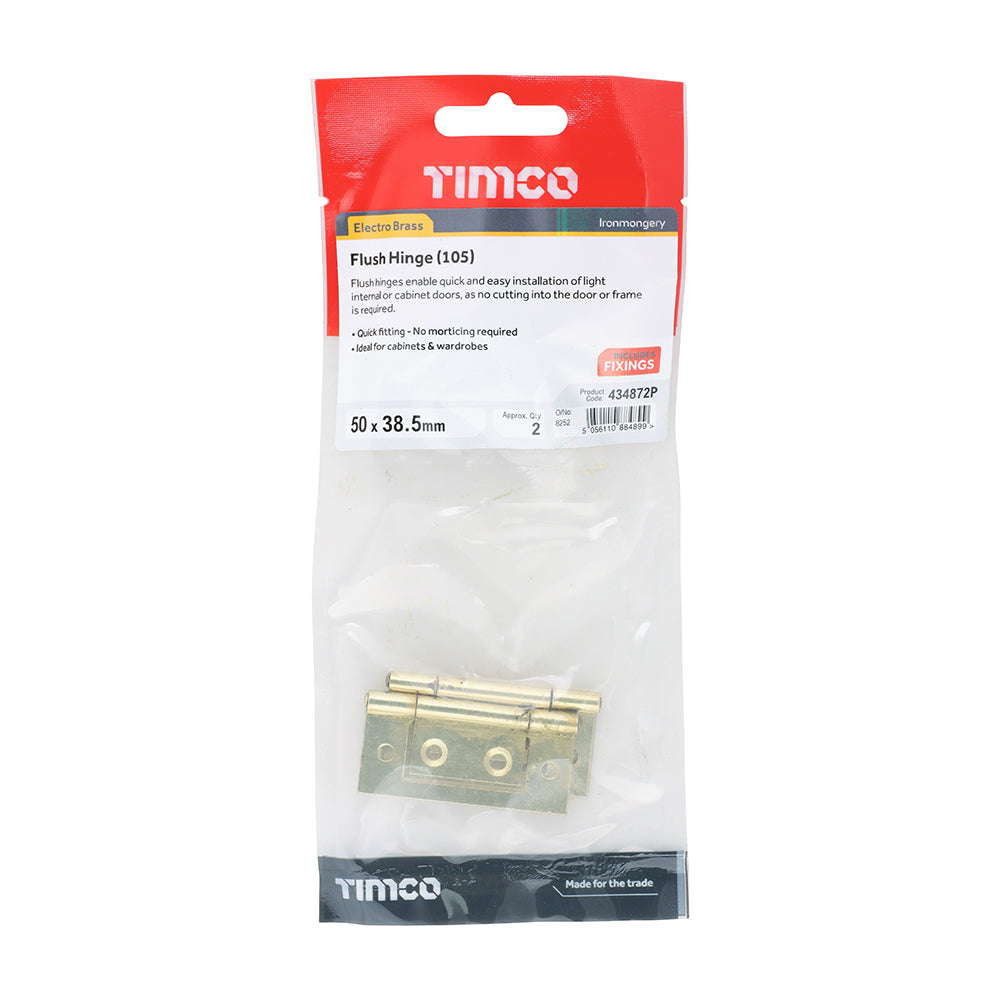 Flush Hinge EB - 50 x 38.5 | Plain Bag of 2