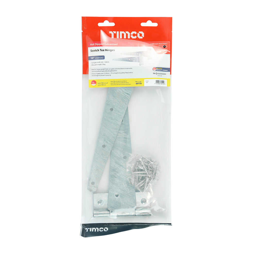 Scotch Tee Hinge Pair HDG - 10" | Plain Bag