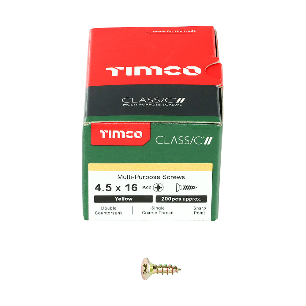 Classic Screw PZ2 CSK ZYP - 4.5 x 16 | Box of 200