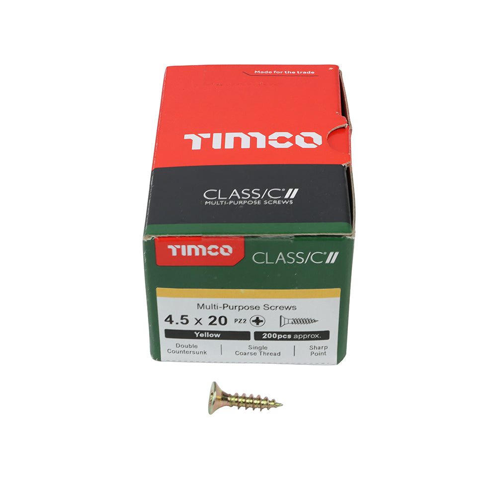Classic Screw PZ2 CSK ZYP - 4.5 x 20 | Box of 200