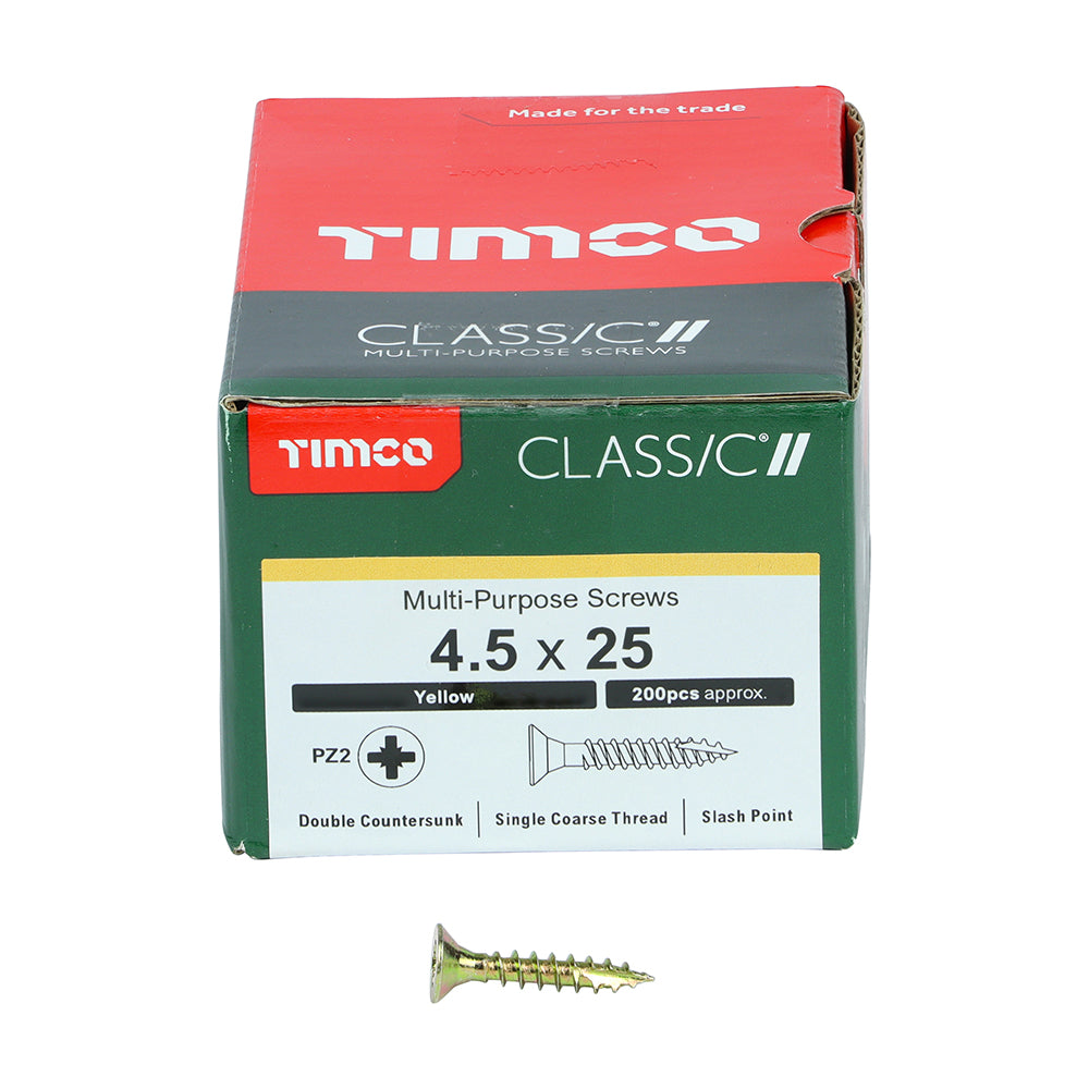 Classic Screw PZ2 CSK ZYP - 4.5 x 25 | Box of 200
