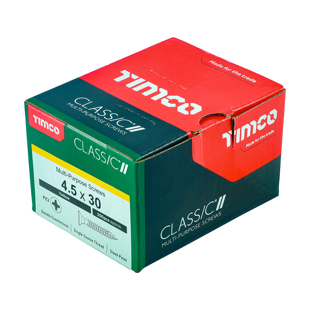 Classic Screw PZ2 CSK ZYP - 4.5 x 30 | Box of 200