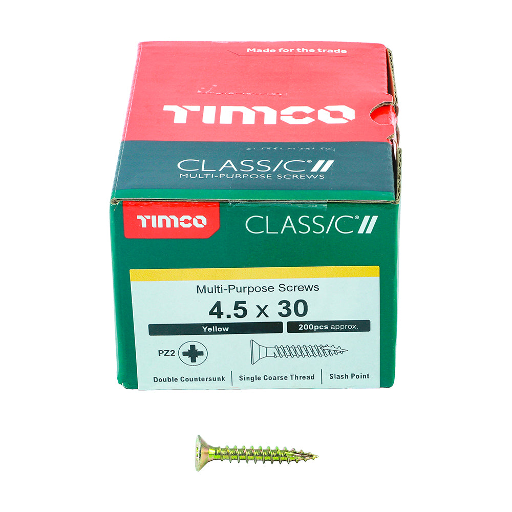 Classic Screw PZ2 CSK ZYP - 4.5 x 30 | Box of 200