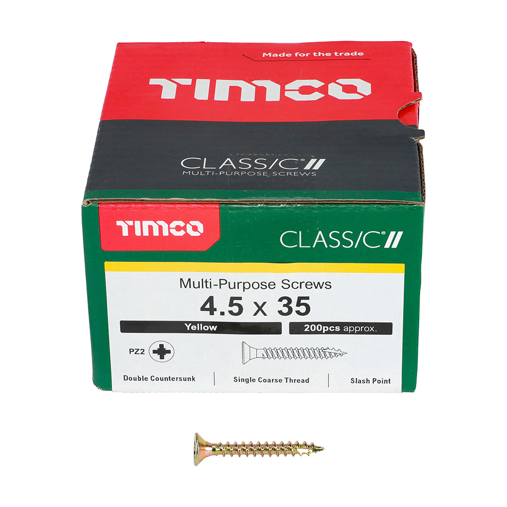 Classic Screw PZ2 CSK ZYP - 4.5 x 35 | Box of 200