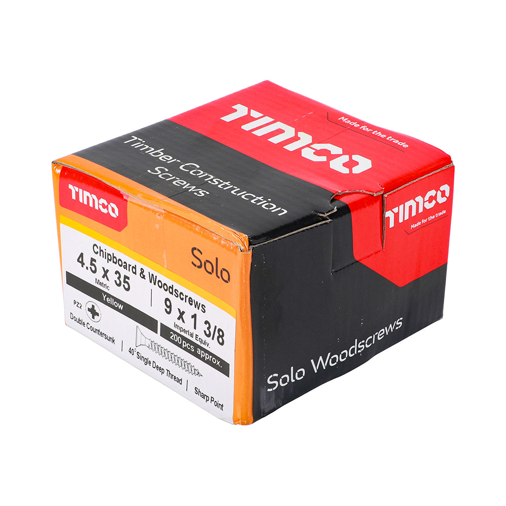Solo Woodscrew PZ2 CSK ZYP - 4.5 x 35 | Box of 200