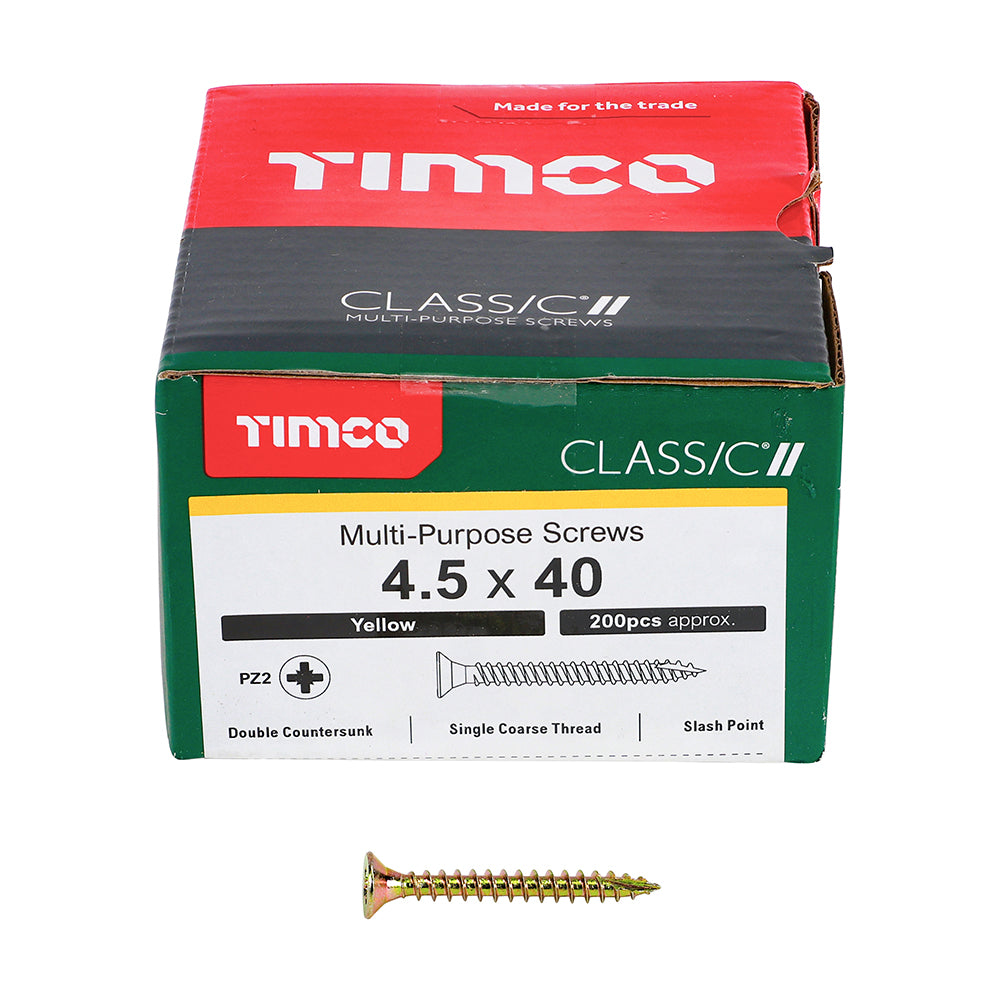 Classic Screw PZ2 CSK ZYP - 4.5 x 40 | Box of 200
