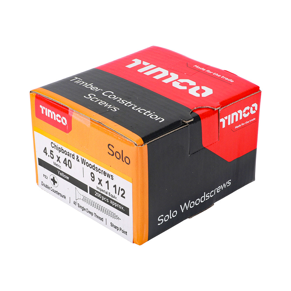 Solo Woodscrew PZ2 CSK ZYP - 4.5 x 40 | Box of 200