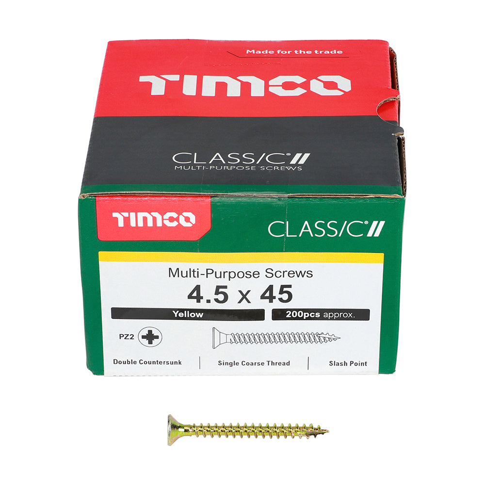 Classic Screw PZ2 CSK ZYP - 4.5 x 45 | Box of 200