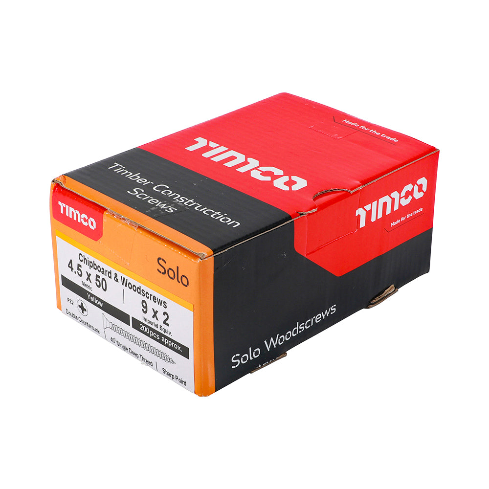 Solo Woodscrew PZ2 CSK ZYP - 4.5 x 50 | Box of 200