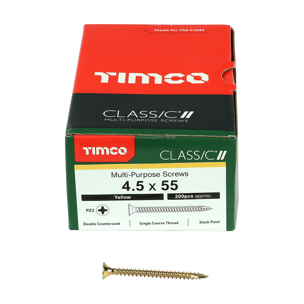 Classic Screw PZ2 CSK ZYP - 4.5 x 55 | Box of 200