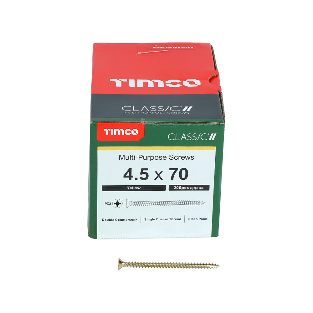 Classic Screw PZ2 CSK ZYP - 4.5 x 70 | Box of 200