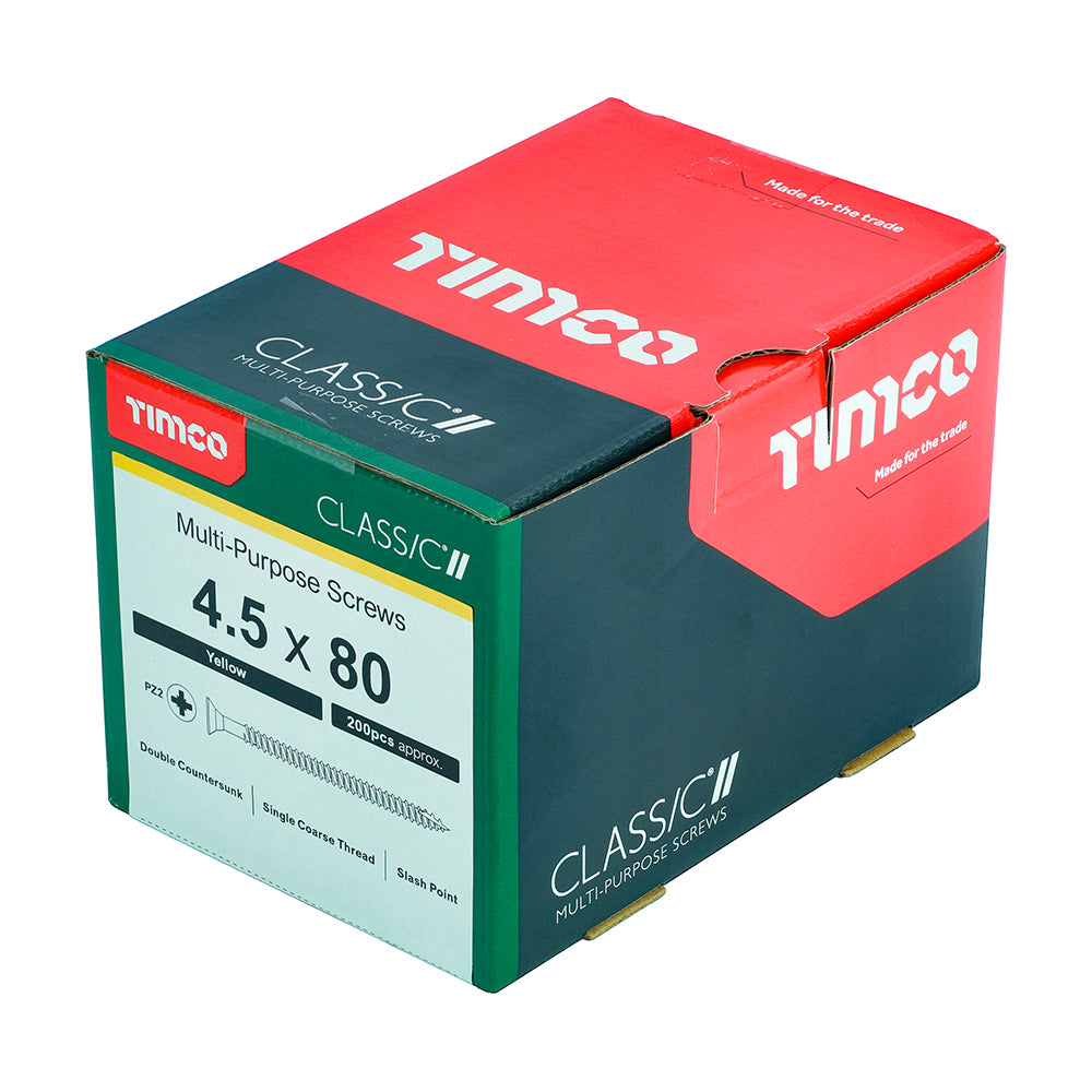 Classic Screw PZ2 CSK ZYP - 4.5 x 80 | Box of 200