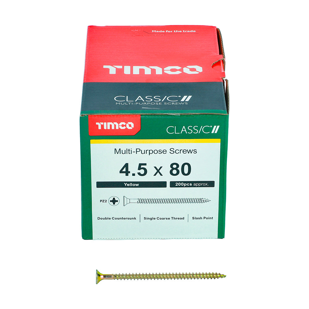 Classic Screw PZ2 CSK ZYP - 4.5 x 80 | Box of 200