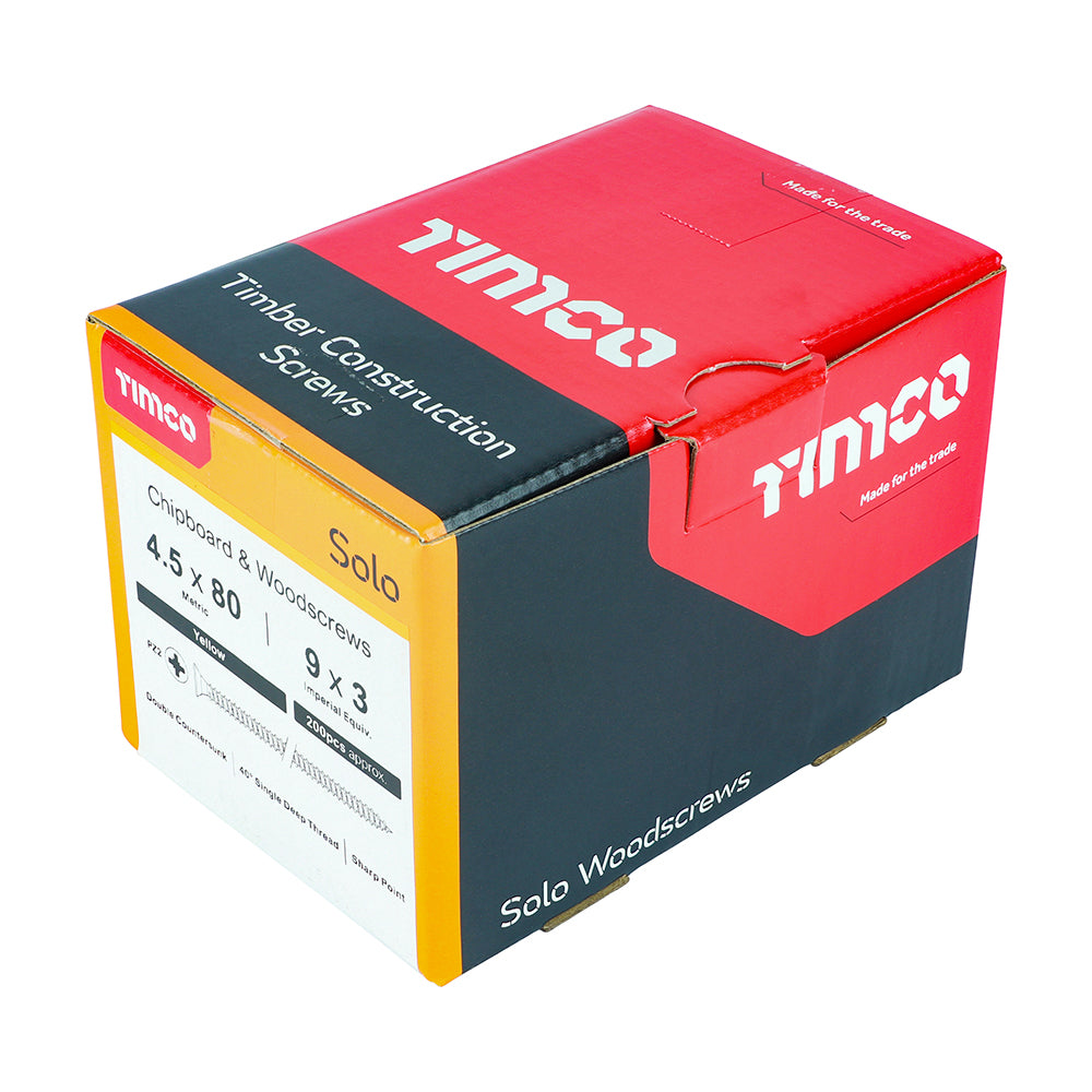 Solo Woodscrew PZ2 CSK ZYP - 4.5 x 80 | Box of 200