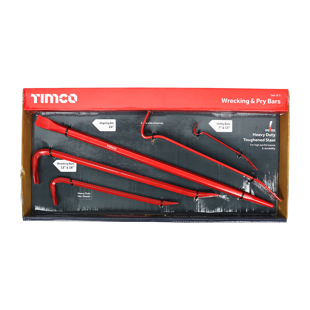 Timco Wrecking & Pry Bar Set - 5 Pieces