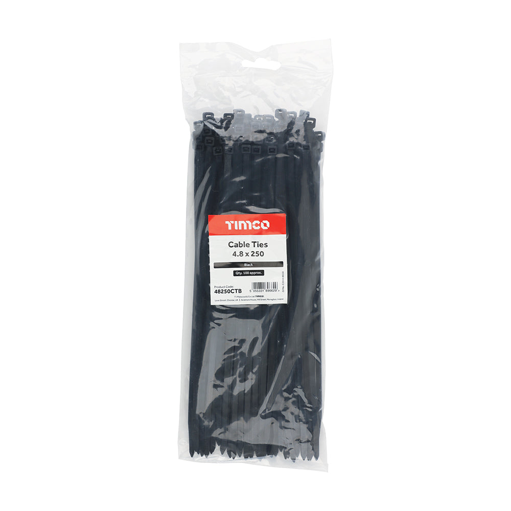 Cable Tie Black - 4.8 x 250 | Bag of 100