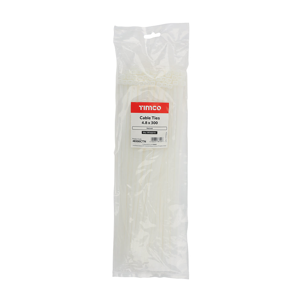 Cable Tie Natural - 4.8 x 300 | Bag of 100